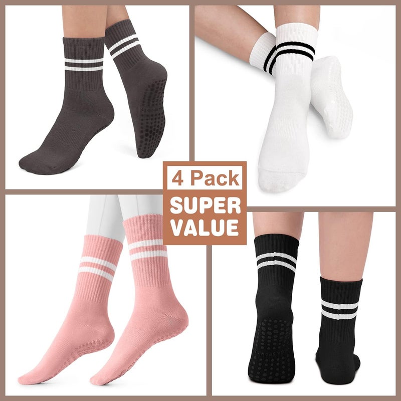 BLONGW Pilates Socks with Grips for Women, Non-Slip Yoga Athletic Socks for Barre Barefoot Workout Hospital - Image 4